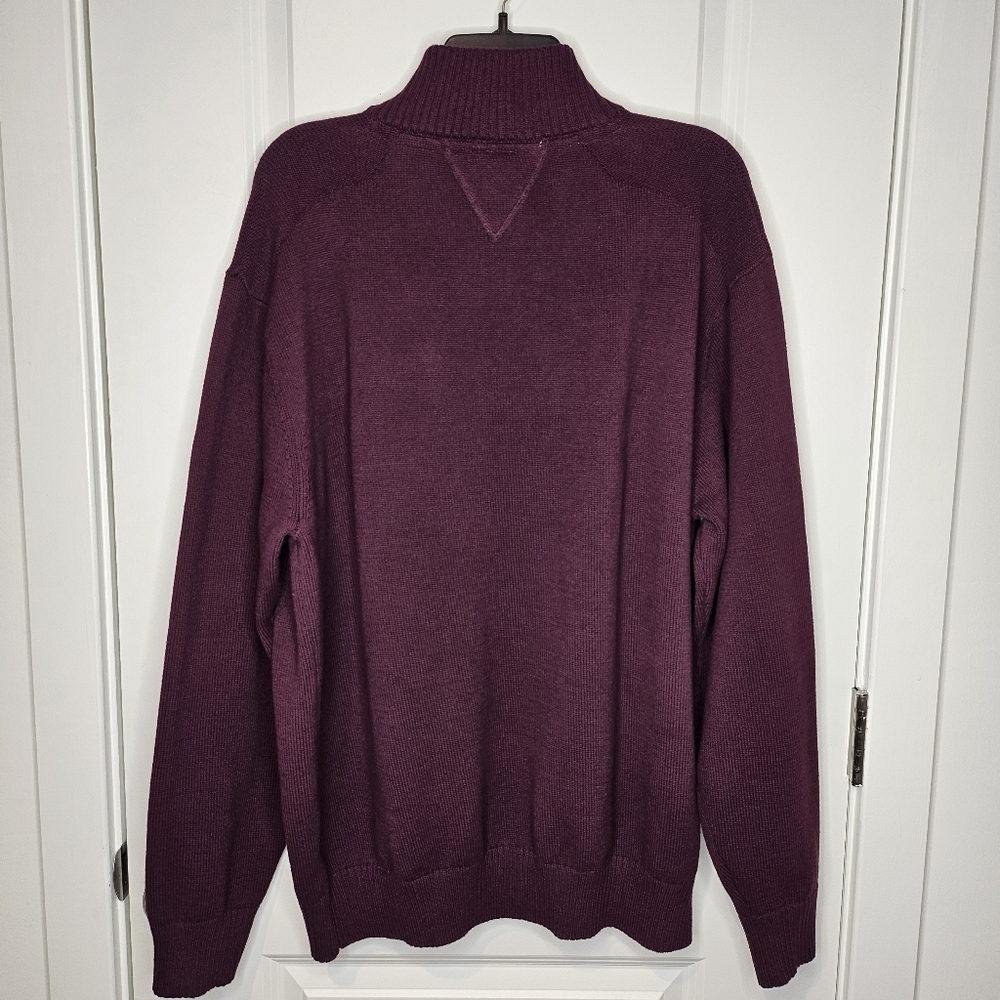 Men’s XXL Burgundy Half Zip Sweater 100% Cotton Casual Classic Pullover - Picture 3 of 8